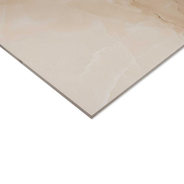 Fantasy Ocar Yellow 600x600 Polished Onyx Effect Porcelain Tile - Side Angle