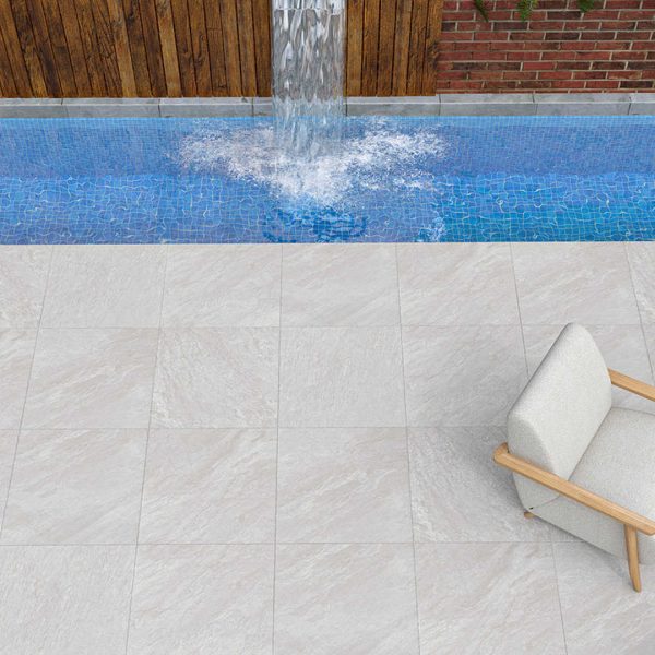 Seaback Silver 600x600 Rough Matt Outdoor Tile - Render