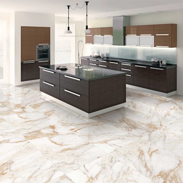 Tigron Gold 600x1200 Satin Matt Marble Effect Porcelain Tile - Render