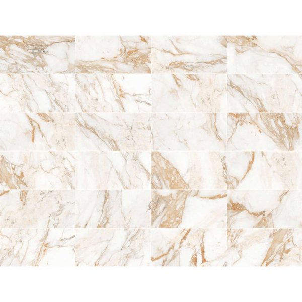 Tigron Gold 600x1200 Satin Matt Marble Effect Porcelain Tile - All Face