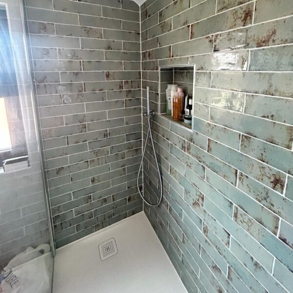 Brooklyn Aqua Green 75X300 Rustic Brick Effect Wall Tile - Real
