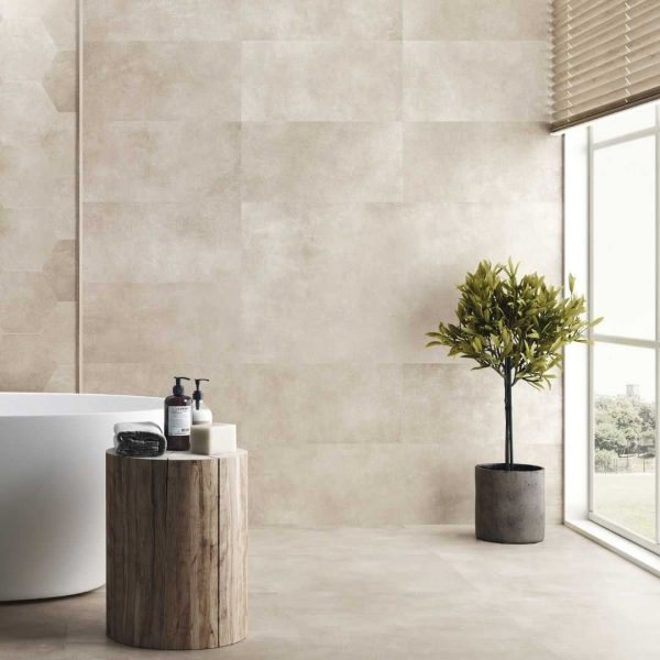 Quayside Taupe Brown 900x900 Anti Slip Concrete Effect Porcelain Tile - Render