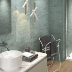 Brooklyn Aqua Green 75x300 Rustic Brick Effect Wall Tile - Lifestyle