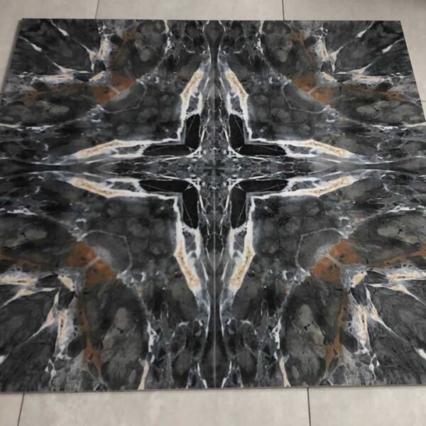 Fossil Azul Grey 600X600 Polished Marble Effect Porcelain Tile - Real