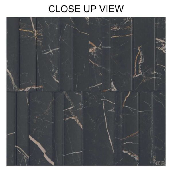 Opera Midnight Lux Black 400x1200 Matt Marble Effect Ceramic Tile - Close Up