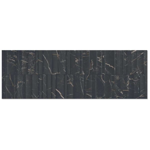 Opera Midnight Lux Black 400x1200 Matt Marble Effect Ceramic Tile - Main