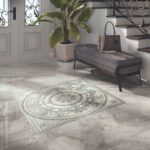Roseton Whisper Pearl Grey 600x600 Matt Decor Ceramic Tile - Render