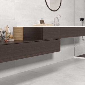 Verve Perla Grey 600x600 Satin Matt Concrete Effect Porcelain Tile - Render